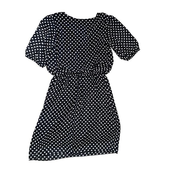 Enfocus Studio Short Sleeve Black White Polka Dot Dress Keyhole Size 6 Casual - Picture 2 of 3